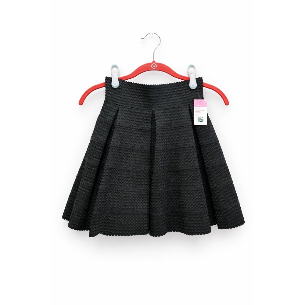Black Textured Skater Skirt Womens Juniors S Pleated Fit Flare NWT Mini